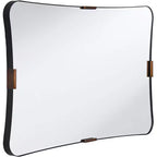 Specchio da parete rettangolare nero e ottone, singolo, 24"L × 38"H