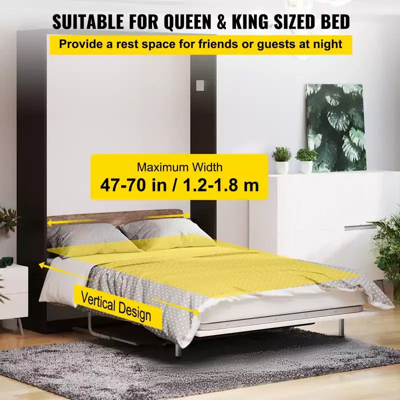 Kit ferramenta a molla per letto a scomparsa verticale a parete, per letto King/Queen (azionamento a 1 persona)