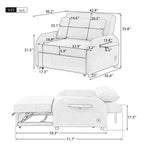 Divano letto estraibile beige con porta di ricarica, monoposto
