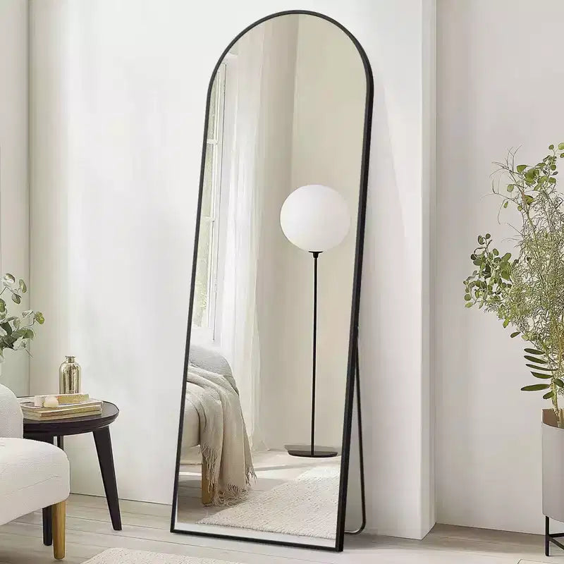 Specchio a figura intera nero con arco, da appoggio/da appendere/da inclinare, singolo