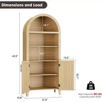 Scaffale nero/legno ad arco a 5 ripiani con ante – Scaffale da terra monoposto