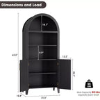 Scaffale nero/legno ad arco a 5 ripiani con ante – Scaffale da terra monoposto