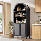 Scaffale nero/legno ad arco a 5 ripiani con ante – Scaffale da terra monoposto