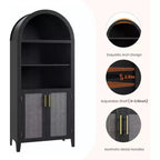 Scaffale nero/legno ad arco a 5 ripiani con ante – Scaffale da terra monoposto