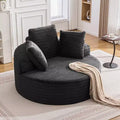 KERDOM Oversized Round Sofa Set Of 2, Single Cloud Floor Sofa Chair with Deep Seat, No Assembly Required, Black