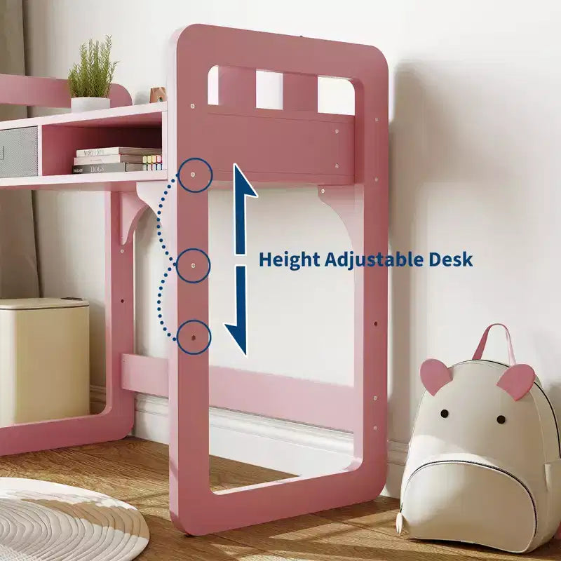 Scrivania e sgabello per bambini Blu/Rosa/Bianco, altezza regolabile, per 1 bambino di 3-8 anni
