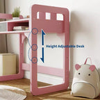 Scrivania e sgabello per bambini Blu/Rosa/Bianco, altezza regolabile, per 1 bambino di 3-8 anni
