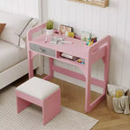 Scrivania e sgabello per bambini Blu/Rosa/Bianco, altezza regolabile, per 1 bambino di 3-8 anni