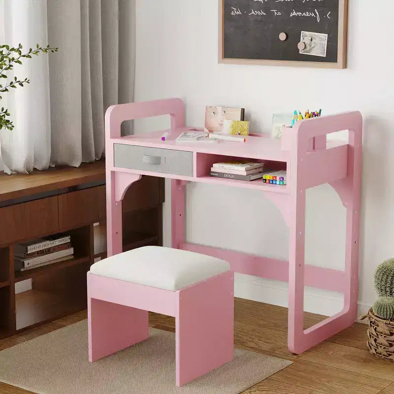 Scrivania e sgabello per bambini Blu/Rosa/Bianco, altezza regolabile, per 1 bambino di 3-8 anni