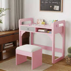 Scrivania e sgabello per bambini Blu/Rosa/Bianco, altezza regolabile, per 1 bambino di 3-8 anni