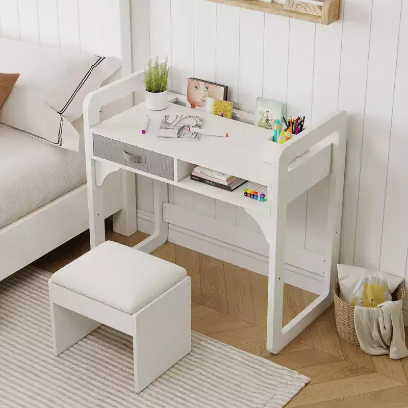 Scrivania e sgabello per bambini Blu/Rosa/Bianco, altezza regolabile, per 1 bambino di 3-8 anni