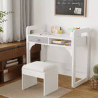 Scrivania e sgabello per bambini Blu/Rosa/Bianco, altezza regolabile, per 1 bambino di 3-8 anni