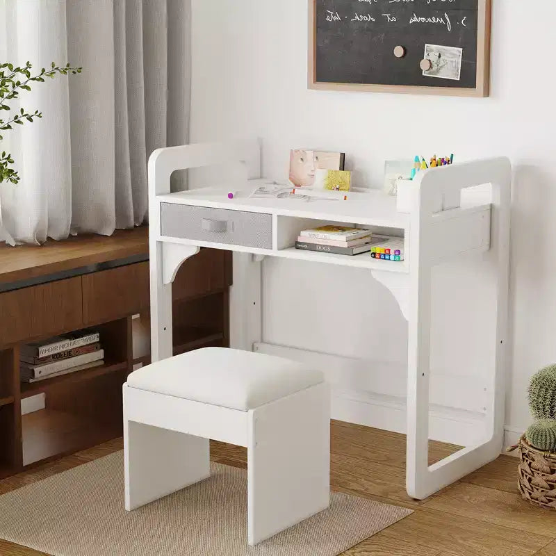 Scrivania e sgabello per bambini Blu/Rosa/Bianco, altezza regolabile, per 1 bambino di 3-8 anni