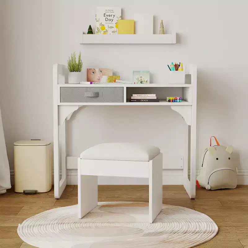 Scrivania e sgabello per bambini Blu/Rosa/Bianco, altezza regolabile, per 1 bambino di 3-8 anni