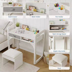 Scrivania e sgabello per bambini Blu/Rosa/Bianco, altezza regolabile, per 1 bambino di 3-8 anni