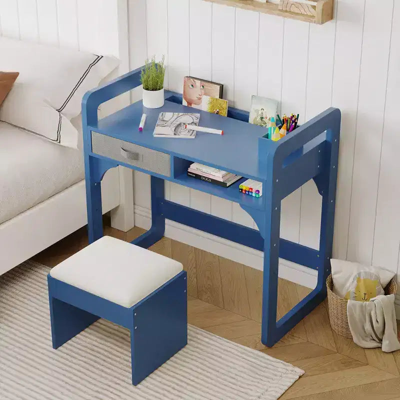 Scrivania e sgabello per bambini Blu/Rosa/Bianco, altezza regolabile, per 1 bambino di 3-8 anni