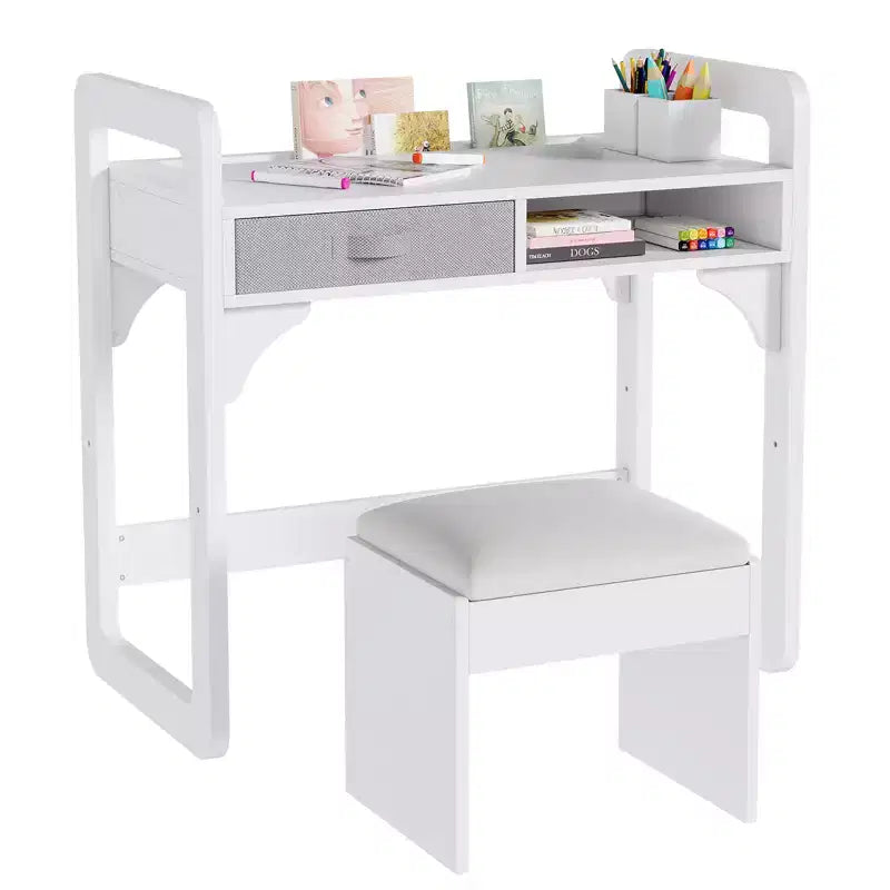 Scrivania e sgabello per bambini Blu/Rosa/Bianco, altezza regolabile, per 1 bambino di 3-8 anni
