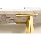 Consolle stretta da 43,3", piano effetto marmo bianco, struttura in metallo dorato, 1 persona