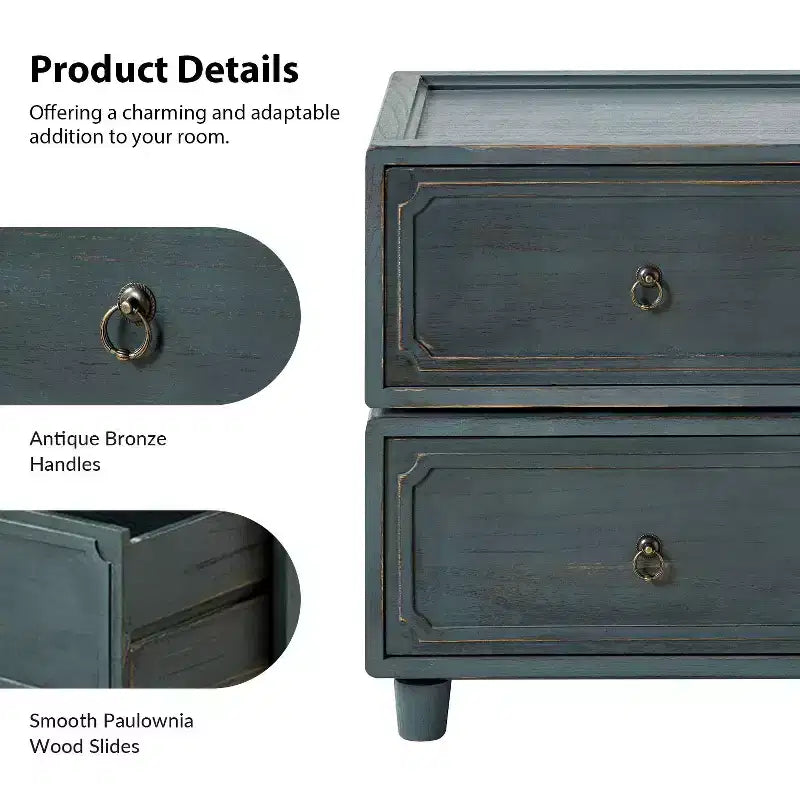 Comodino modulare con cassetti (nero/blu/noce), set da 2