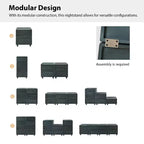Comodino modulare con cassetti (nero/blu/noce), set da 2