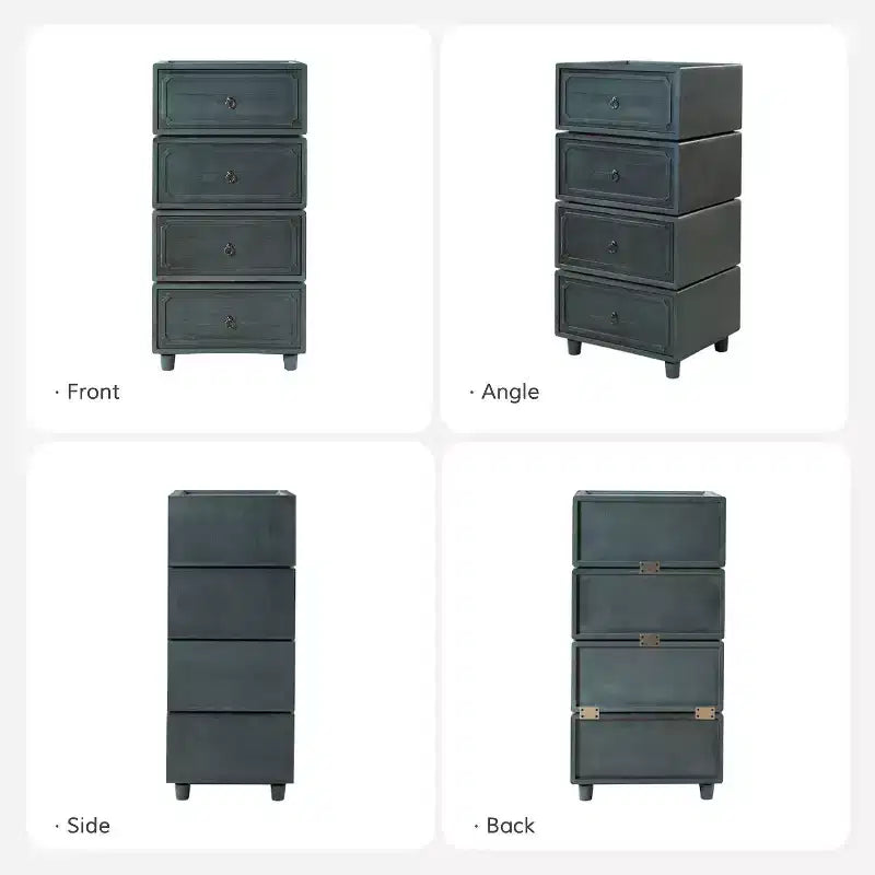 Comodino modulare con cassetti (nero/blu/noce), set da 2
