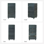 Comodino modulare con cassetti (nero/blu/noce), set da 2