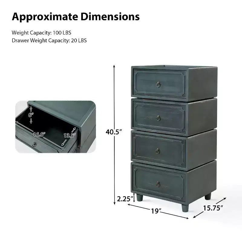 Comodino modulare con cassetti (nero/blu/noce), set da 2