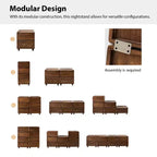 Comodino modulare con cassetti (nero/blu/noce), set da 2