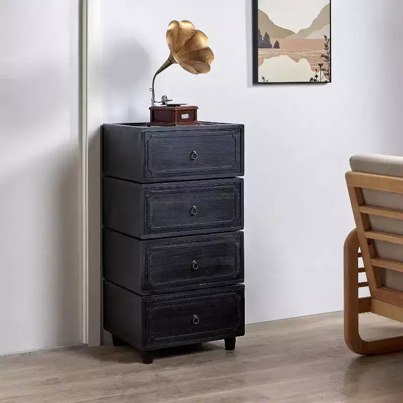 Comodino modulare con cassetti (nero/blu/noce), set da 2