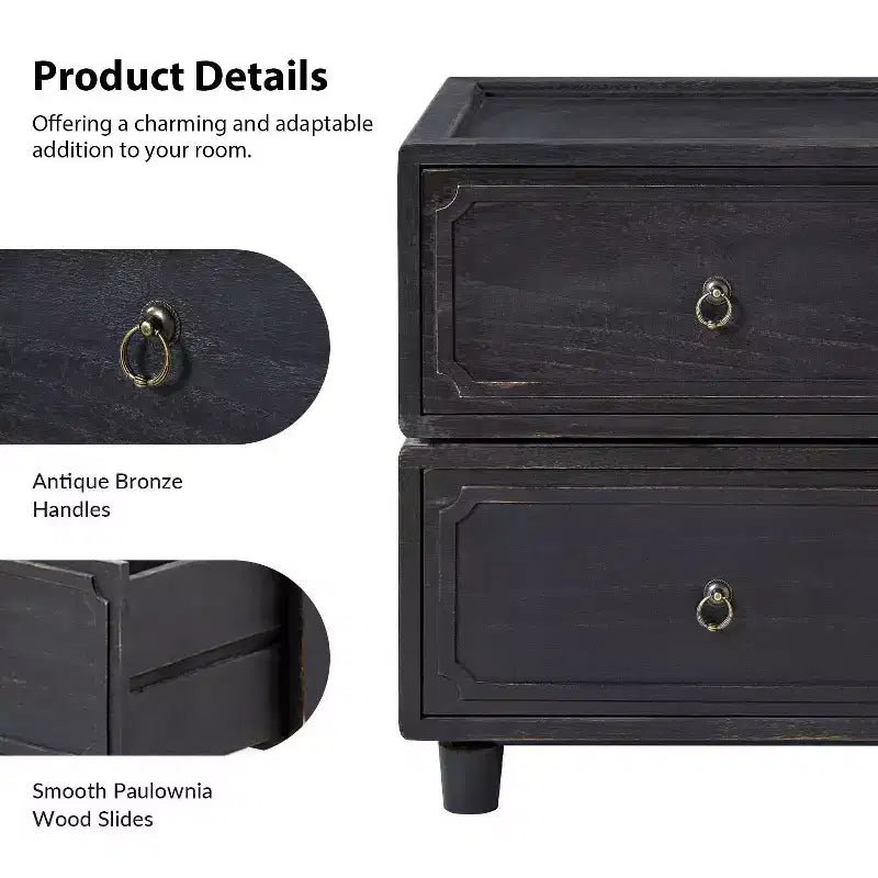 Comodino modulare con cassetti (nero/blu/noce), set da 2