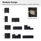 Comodino modulare con cassetti (nero/blu/noce), set da 2