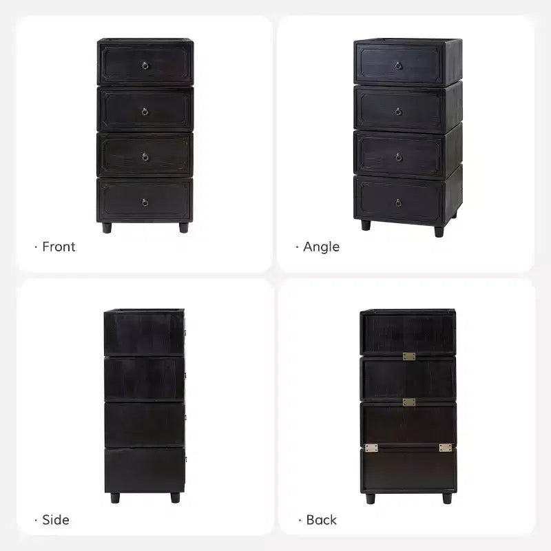 Comodino modulare con cassetti (nero/blu/noce), set da 2