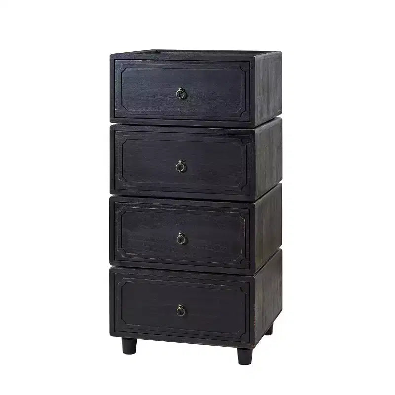 Comodino modulare con cassetti (nero/blu/noce), set da 2
