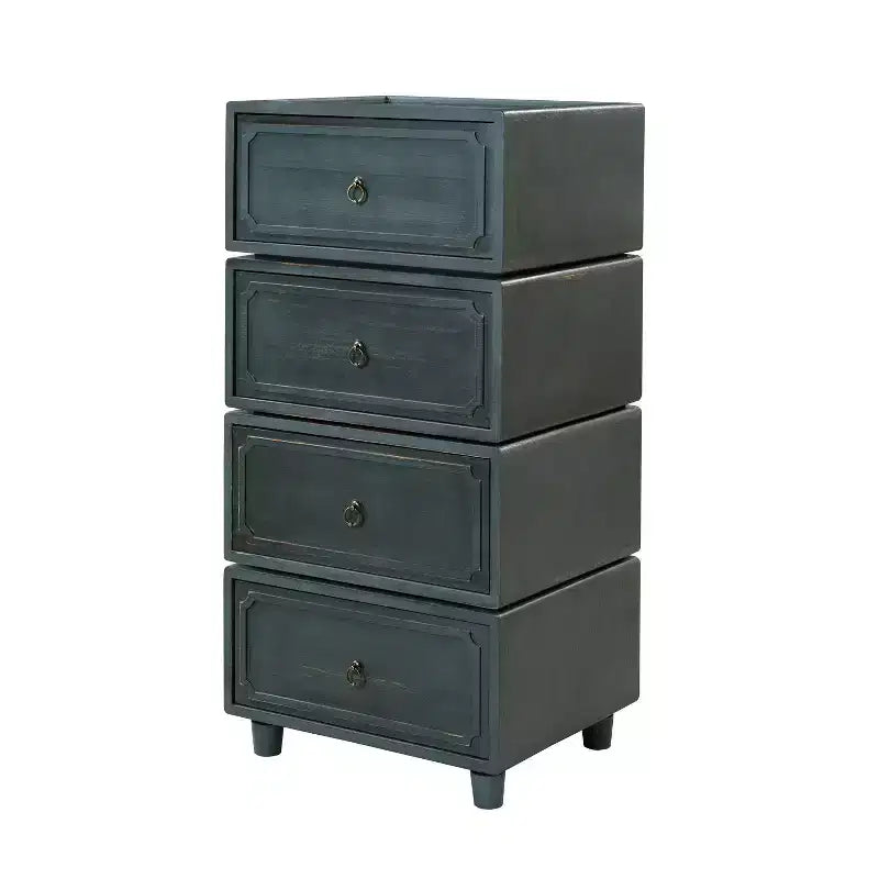 Comodino modulare con cassetti (nero/blu/noce), set da 2
