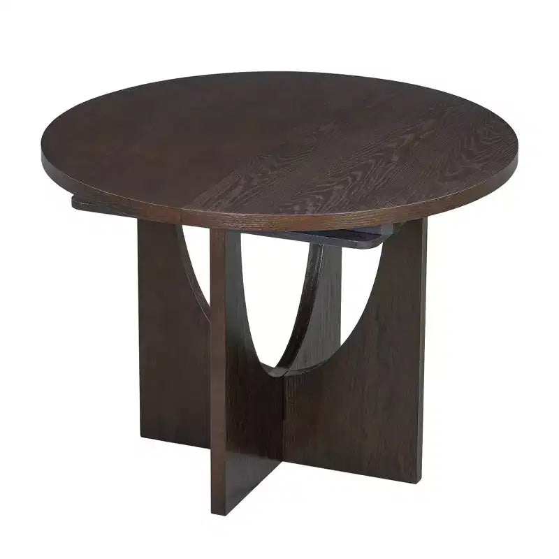 Set da pranzo rotondo allungabile da 5 pezzi per 4 persone, Espresso/Noce