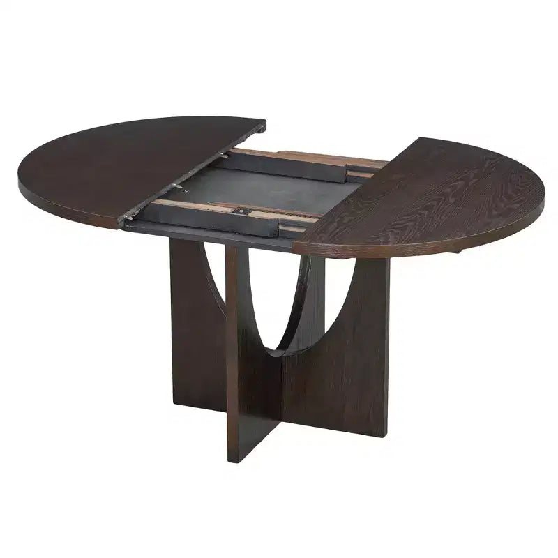 Set da pranzo rotondo allungabile da 5 pezzi per 4 persone, Espresso/Noce