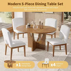 Set da pranzo rotondo allungabile da 5 pezzi per 4 persone, Espresso/Noce