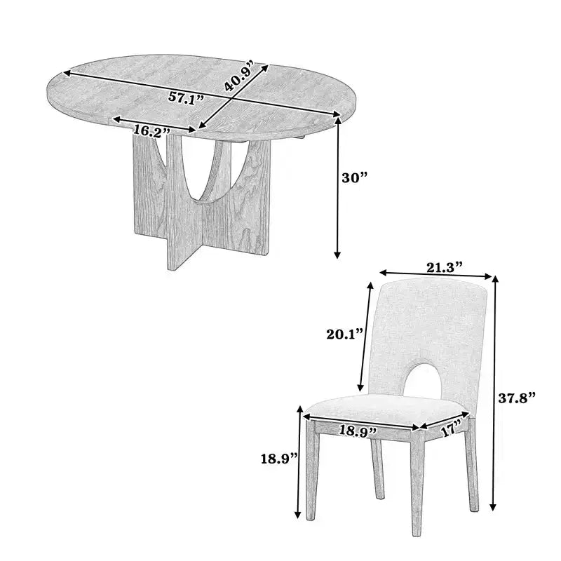 Set da pranzo rotondo allungabile da 5 pezzi per 4 persone, Espresso/Noce