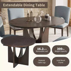 Set da pranzo rotondo allungabile da 5 pezzi per 4 persone, Espresso/Noce