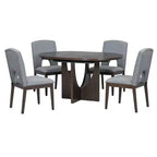 Set da pranzo rotondo allungabile da 5 pezzi per 4 persone, Espresso/Noce