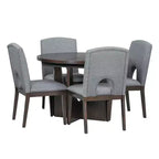 Set da pranzo rotondo allungabile da 5 pezzi per 4 persone, Espresso/Noce