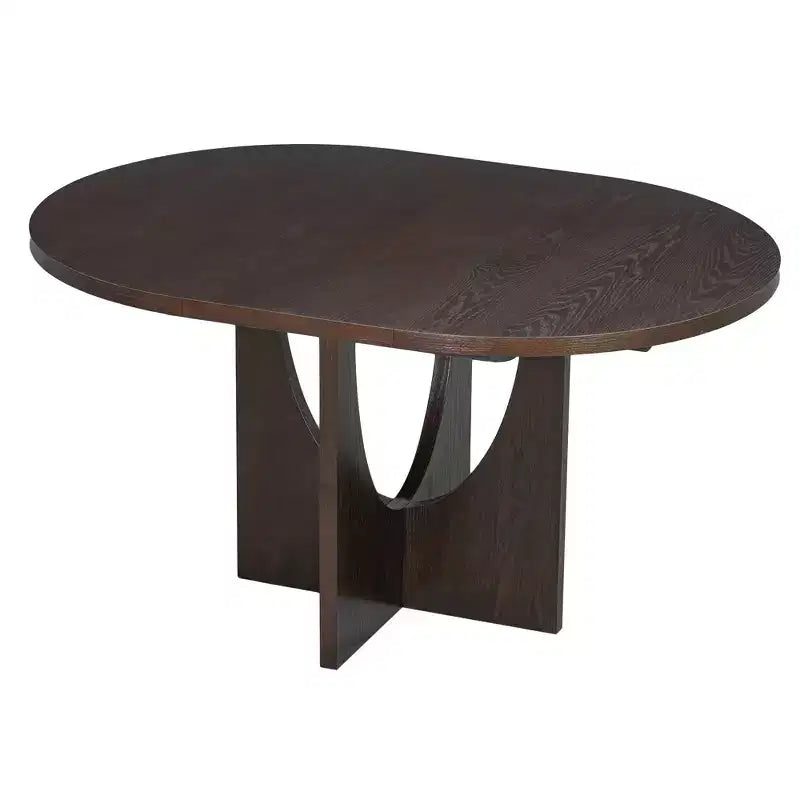Set da pranzo rotondo allungabile da 5 pezzi per 4 persone, Espresso/Noce