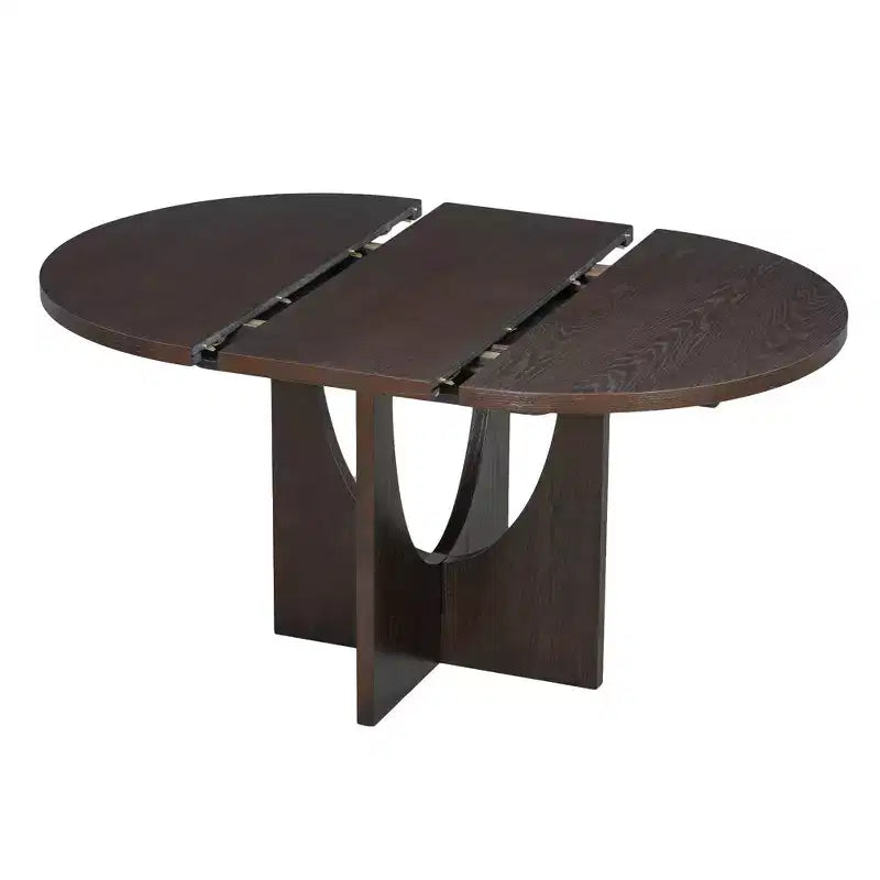 Set da pranzo rotondo allungabile da 5 pezzi per 4 persone, Espresso/Noce