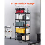 Scaffalatura a 5 Ripiani in Acciaio Nero, 40,6 cm P x 81,3 cm L x 160 cm A, Regolabile, 1–2 Persone