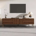 70 Modern Fluted TV Stand for TVs up to 80, Entertainment Center with Storage, Solid Wood Legs Media Console for Living Room-Panipeachy