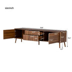 Mobile TV a 2 ante con scanalature bianche per TV fino a 80", consolle multimediale da 70,8" con cassetti e gambe in legno