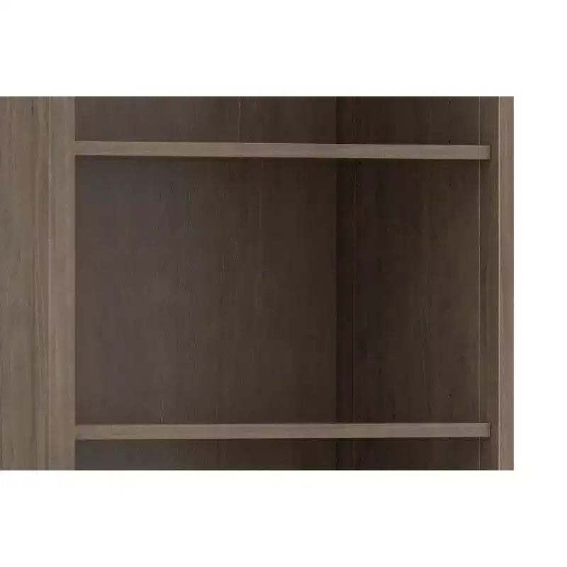 Libreria transizionale in legno massello marrone scuro con contenitore, 5 ripiani, 2 ante, montaggio da 1 persona