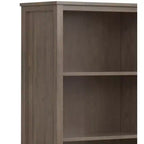 Libreria transizionale in legno massello marrone scuro con contenitore, 5 ripiani, 2 ante, montaggio da 1 persona