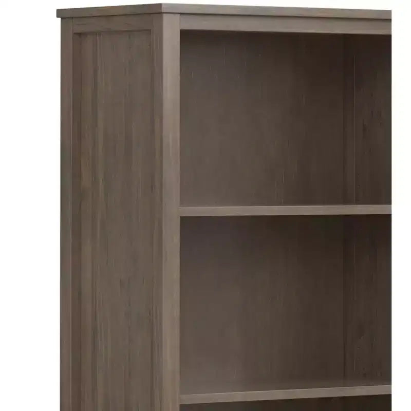 Libreria transizionale in legno massello marrone scuro con contenitore, 5 ripiani, 2 ante, montaggio da 1 persona