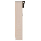 Letto a scomparsa matrimoniale beige con luce a LED, letto a parete con armadietto per 1-2 persone